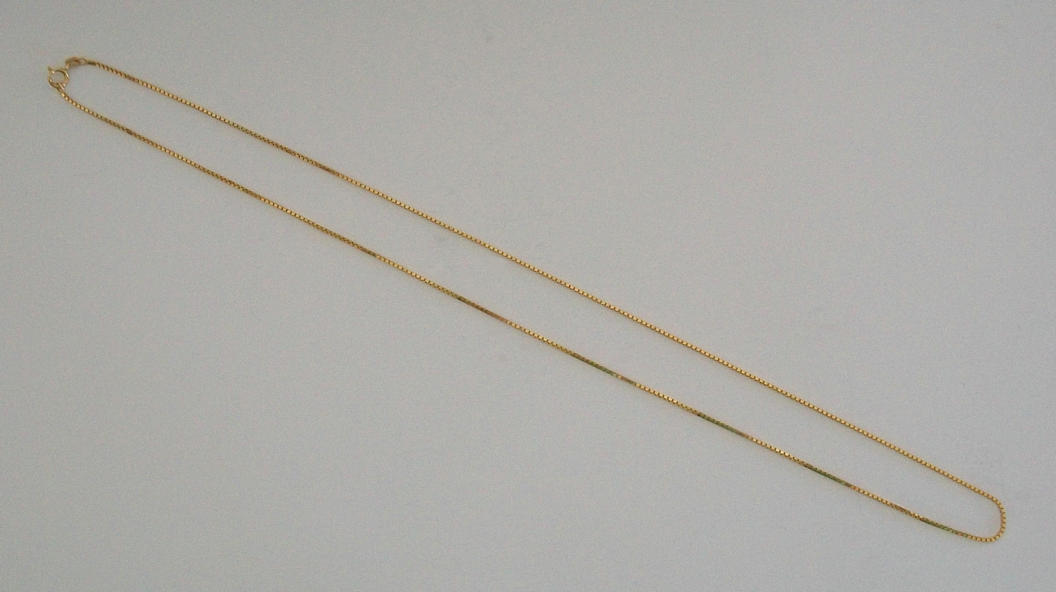 Vintage 14K yellow gold box chain necklace - excellent quality - 24