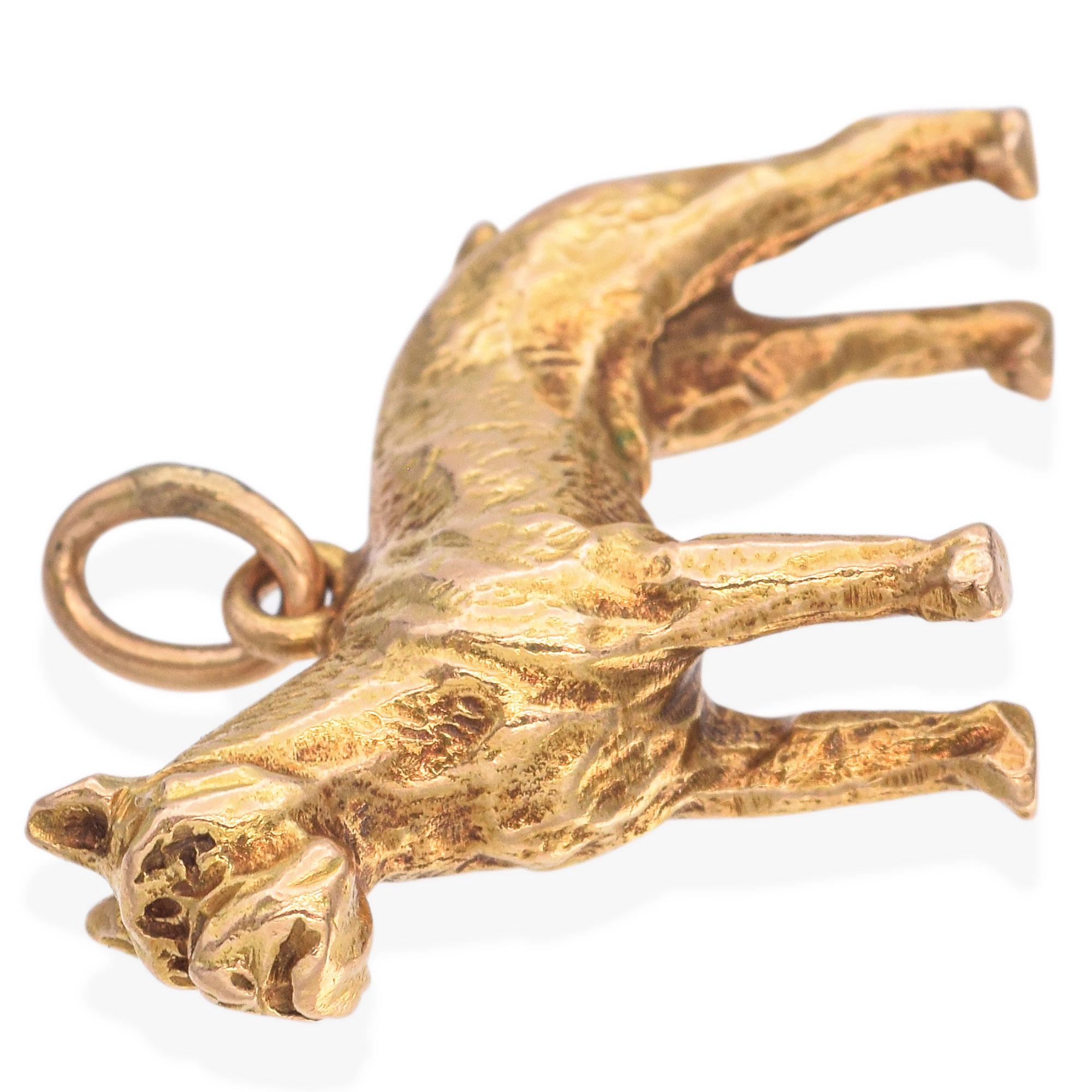 Vintage 14K Yellow Gold Boxer Dog Charm For Sale 1