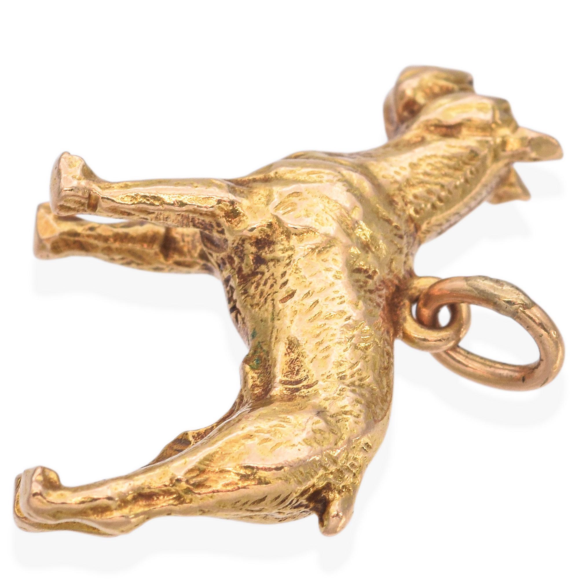Vintage 14K Yellow Gold Boxer Dog Charm For Sale 3