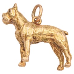Vintage 14K Gelbgold Boxer Hund Charme