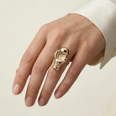 Vintage 14K Yellow Gold Boxing Glove Ring, Unisex, Size 8.25, USA