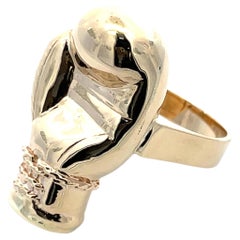 Vintage 14K Yellow Gold Boxing Glove Ring, Unisex, Size 8.25, USA