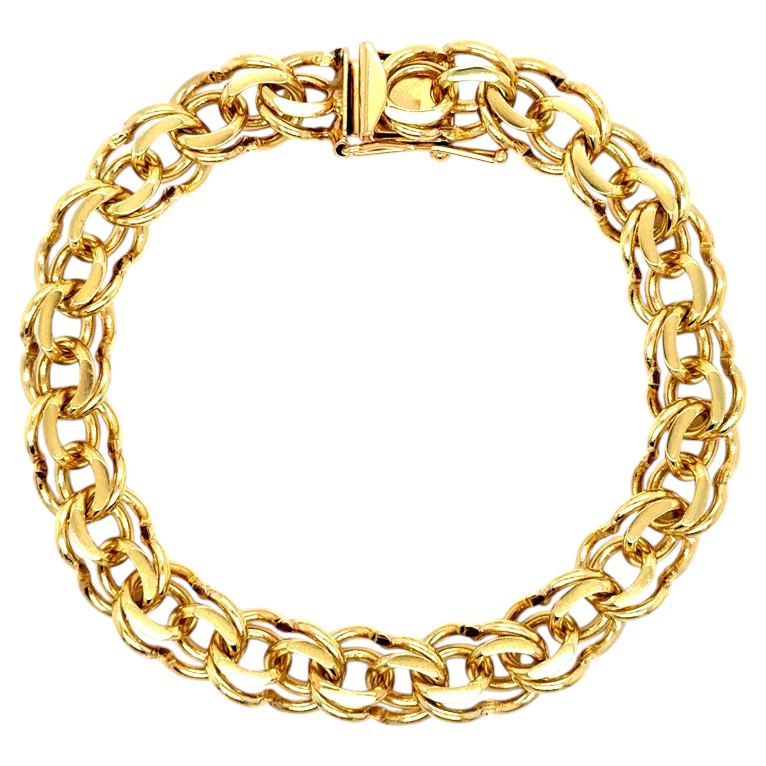 Armband aus 14-karätigem Gelbgold im Vintage-Stil, Armband mit Anhängern.