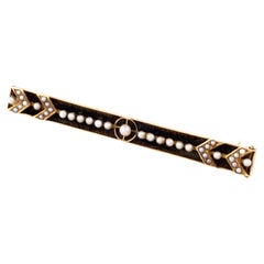 Vintage 14k Yellow Gold Brooch/Tie Bar with Seed Pearls