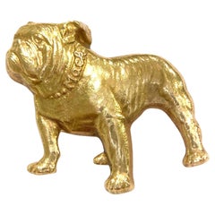 Vintage 14K Yellow Gold Bulldog Brooch