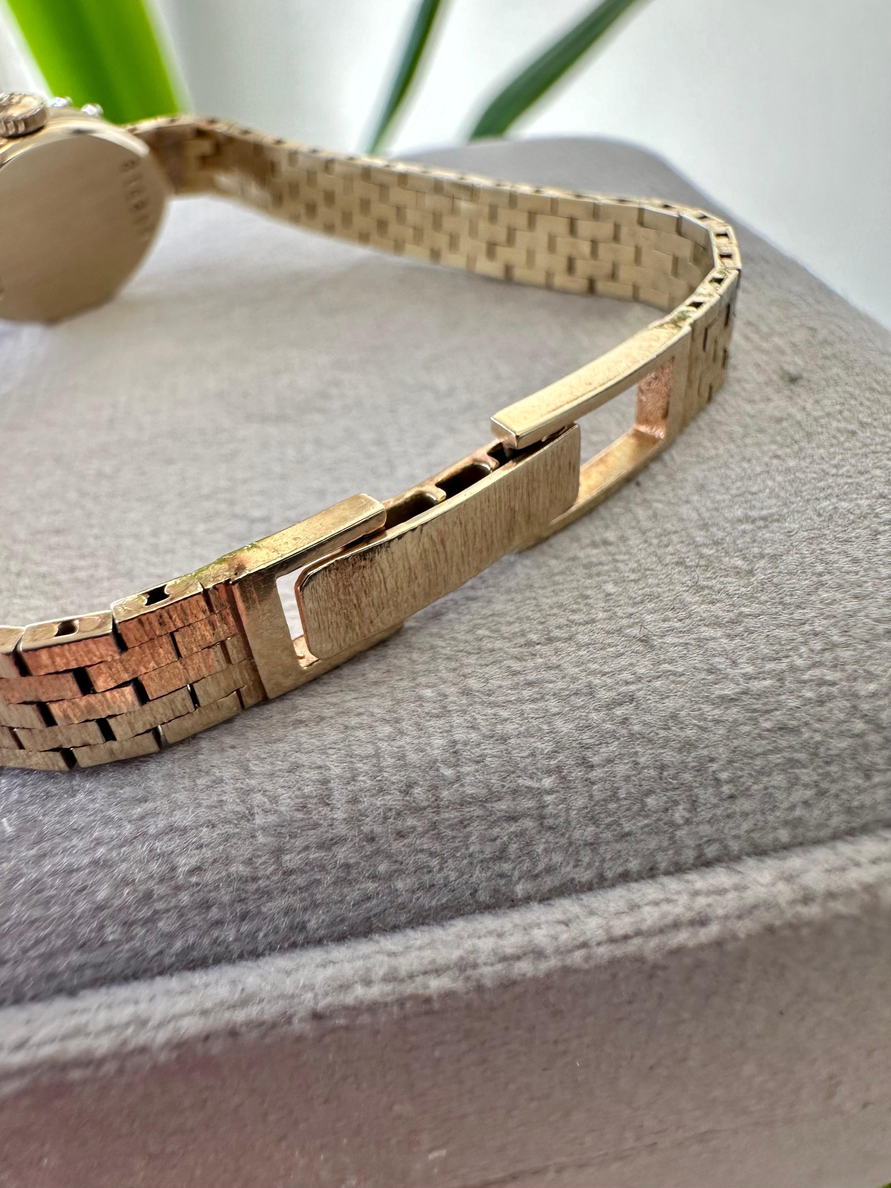 Vintage 14k Yellow Gold Bulova Dior Watch with a Diamond Bezel 2
