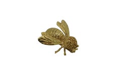 Vintage 14K Yellow Gold Bumble Bee Fly Bug Brooch Pin 7.2g 1"