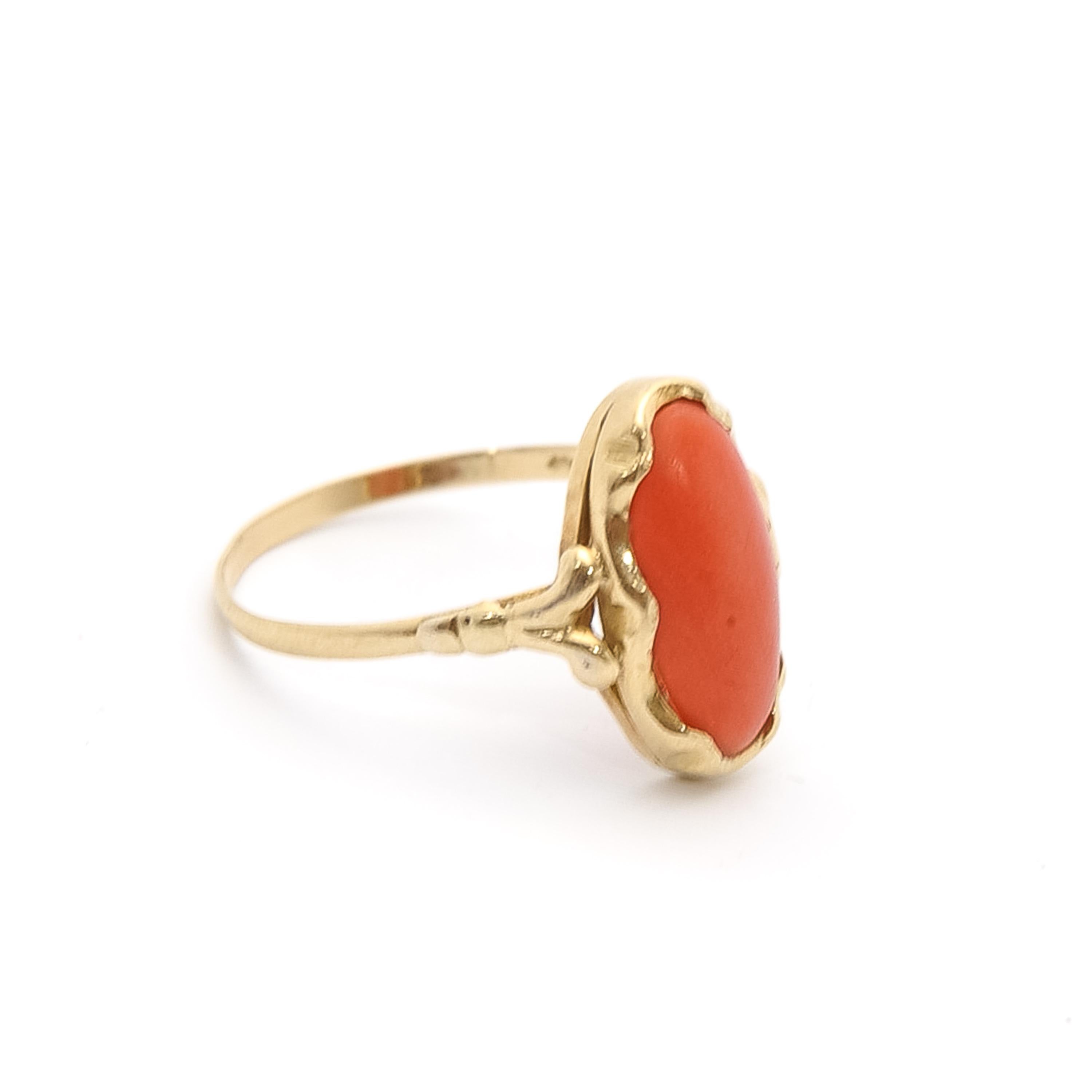 coral cabochon ring