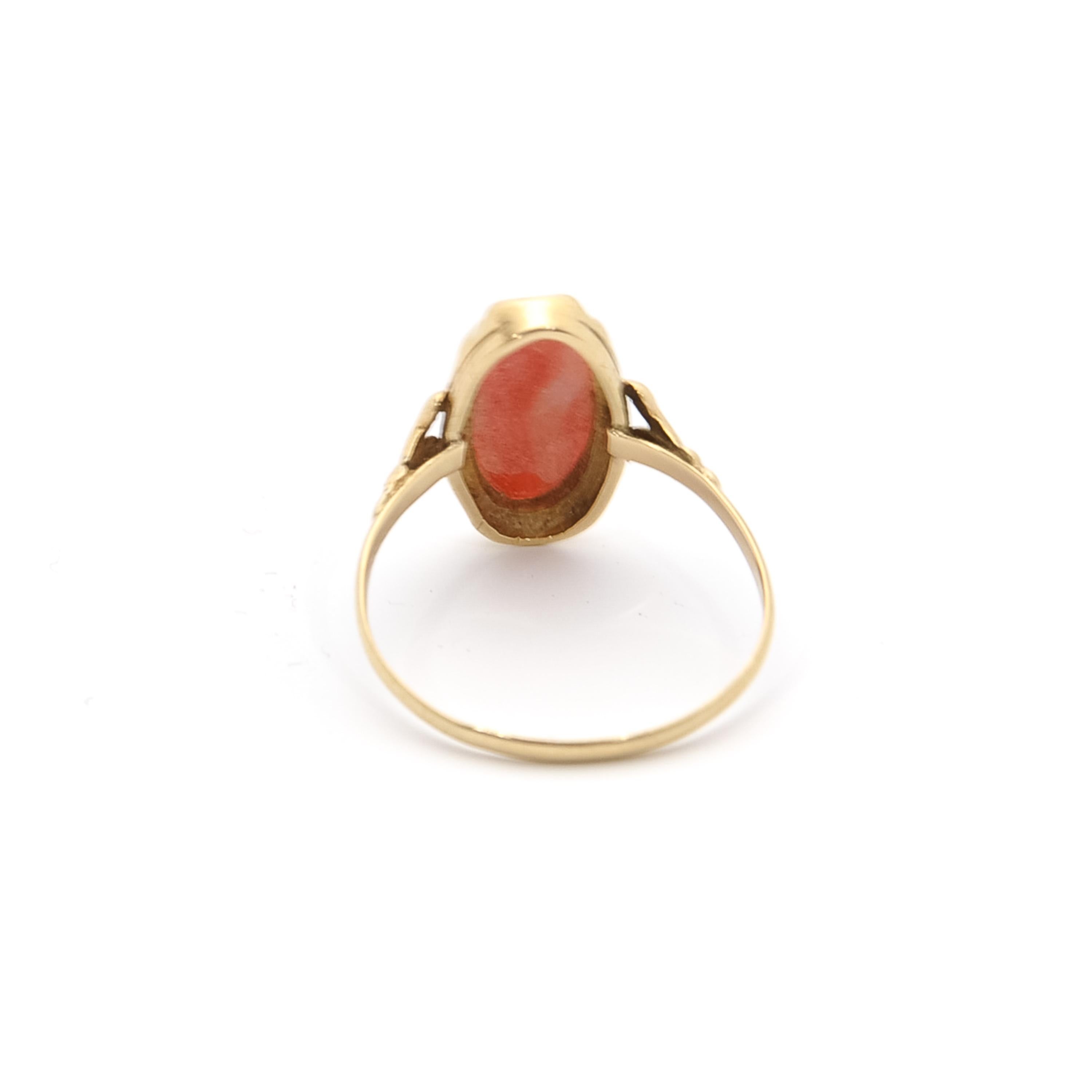 yellow gold coral ring