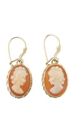 Vintage 14K Yellow Gold Cameo Earrings