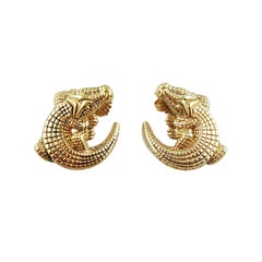 Vintage 14K Yellow Gold Carla Alligator Earrings