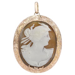 Vintage 14k Rose Gold Carved Lady Cameo Pendant