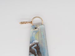 Vintage 14k Yellow Gold Carved Opal Monk Pendant