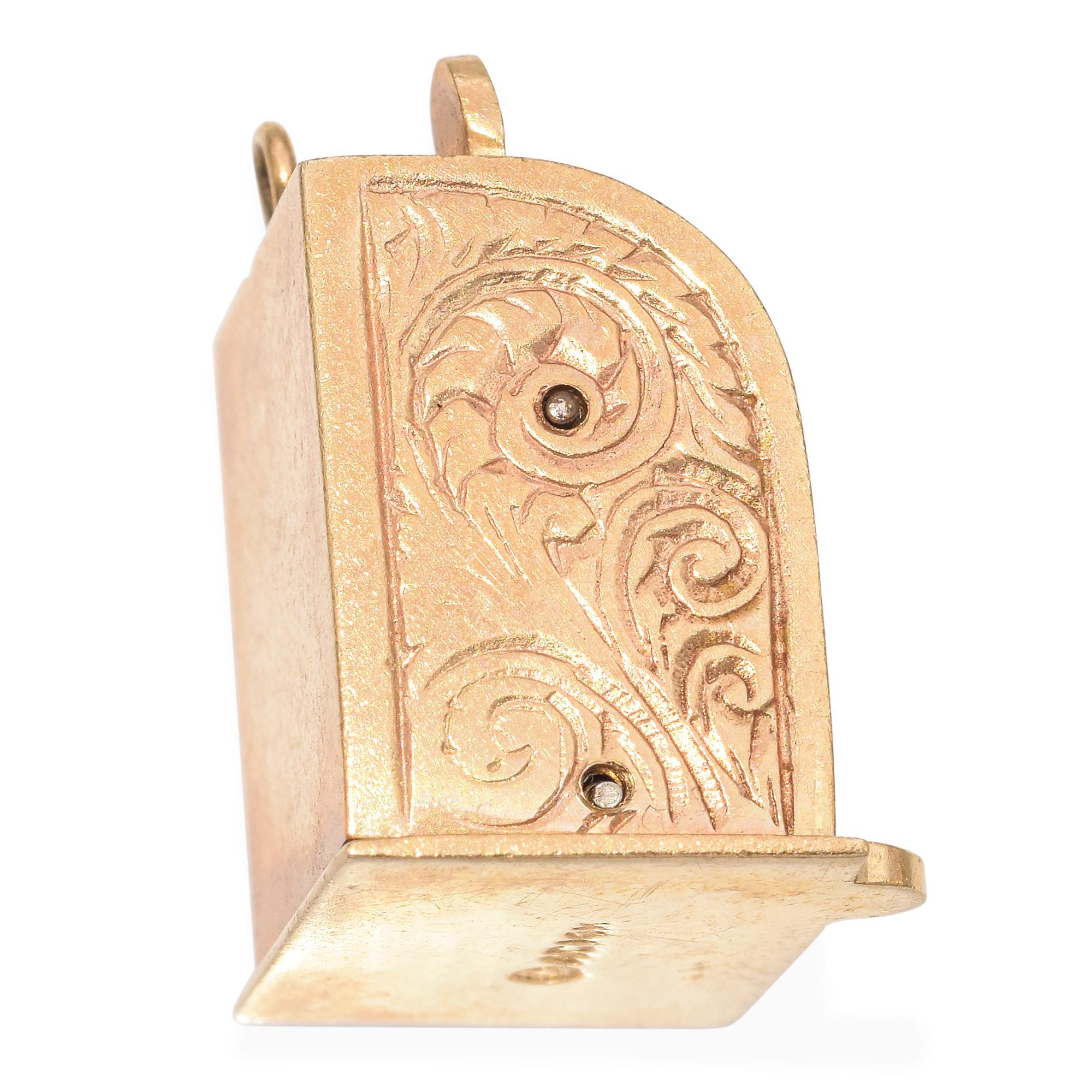 Vintage 14k Gelbgold Casino Slot Machine 3D Charm-Anhänger 1