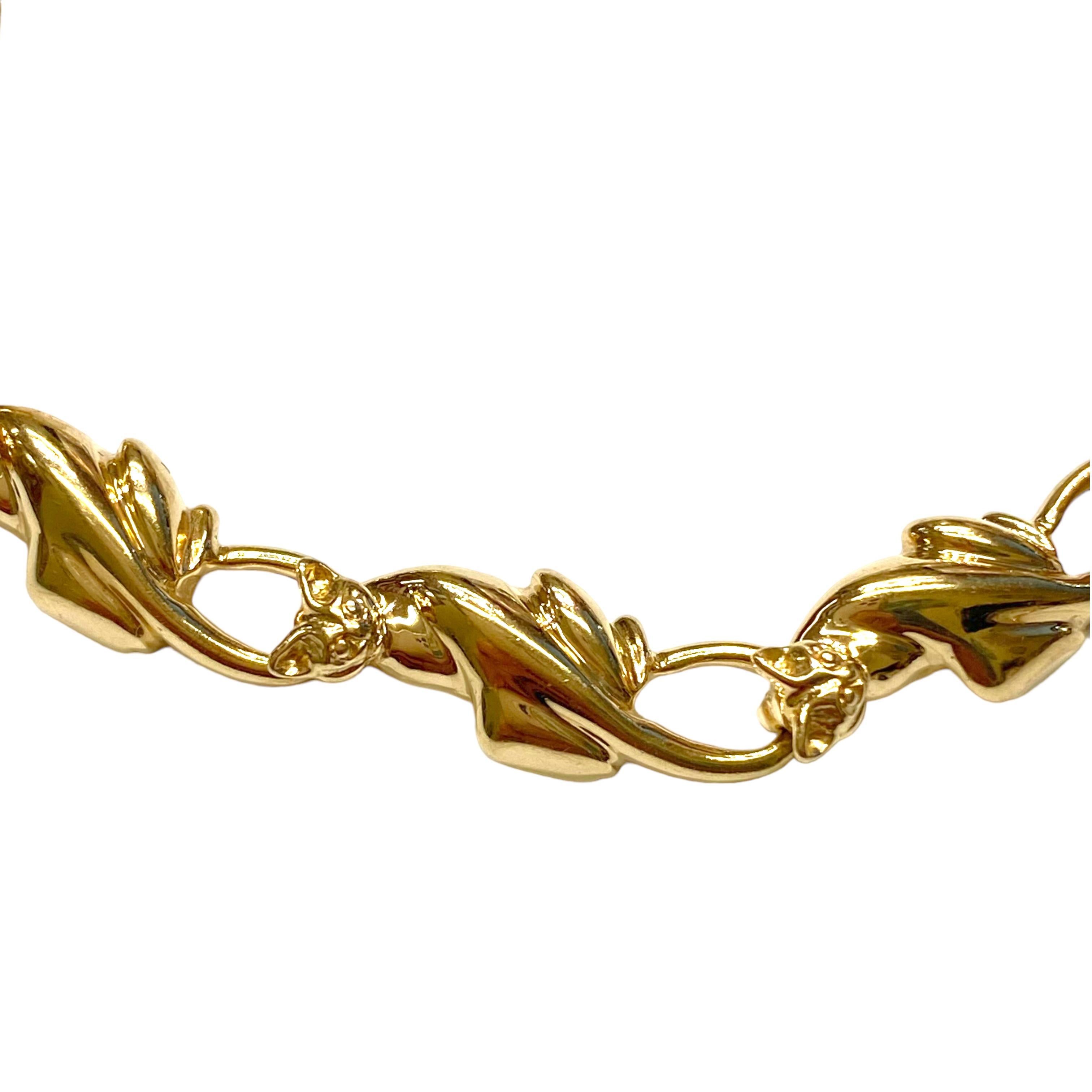 Vintage 14K Yellow Gold Cats Bracelet In Excellent Condition In Henderson, NV