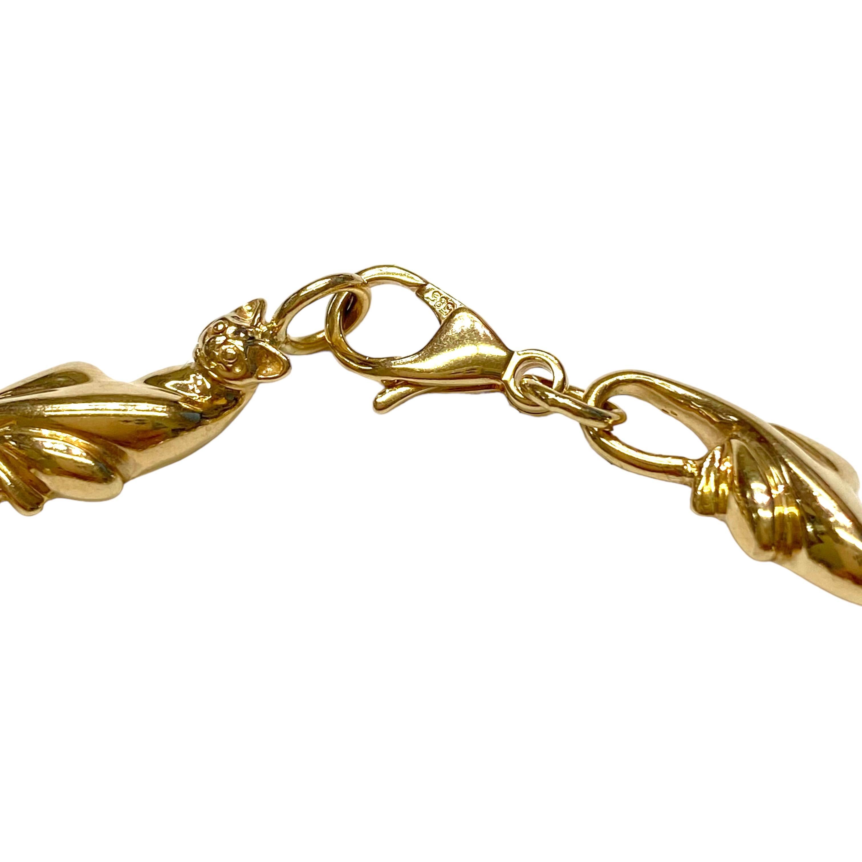 Women's or Men's Vintage 14K Yellow Gold Cats Bracelet