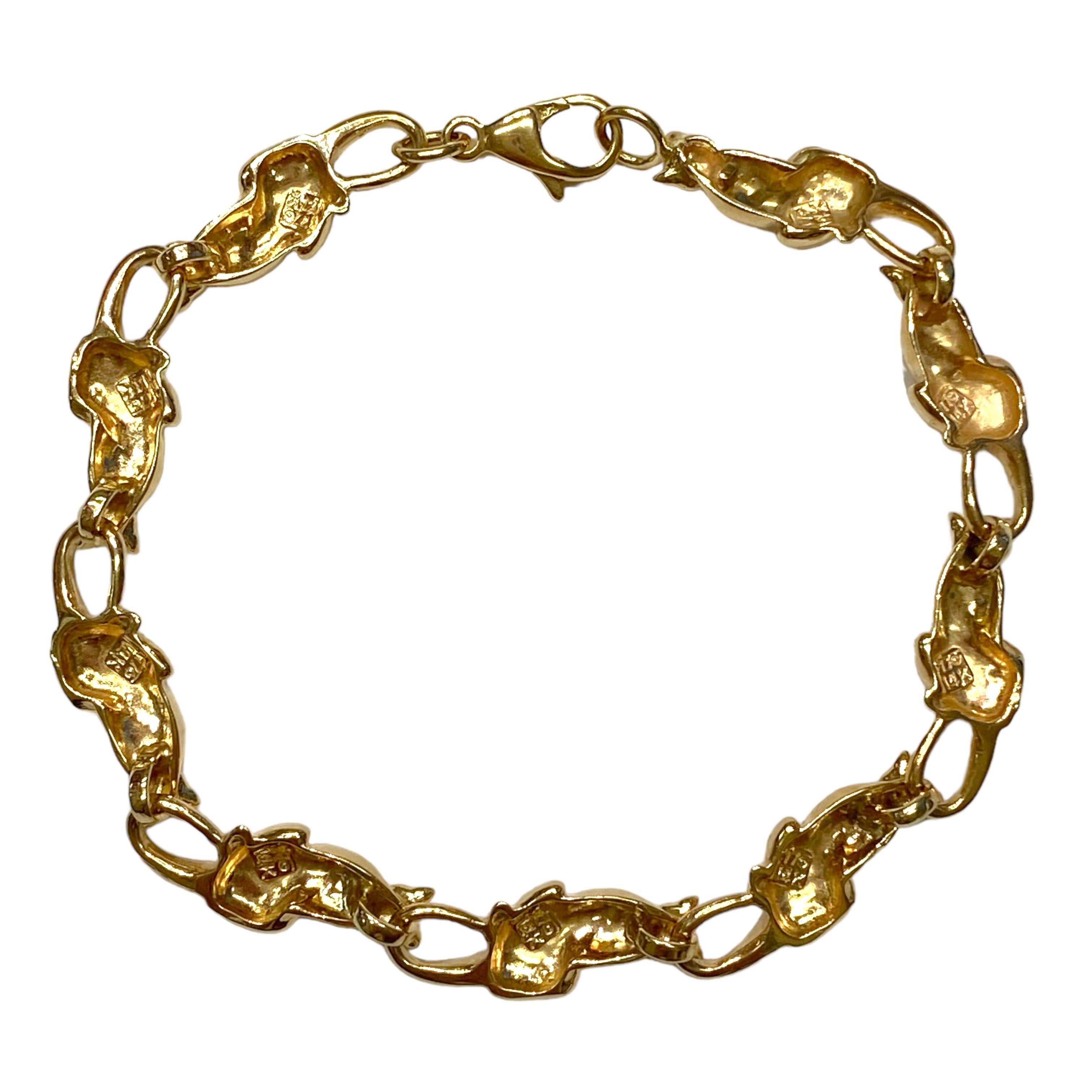 Vintage 14K Yellow Gold Cats Bracelet 1