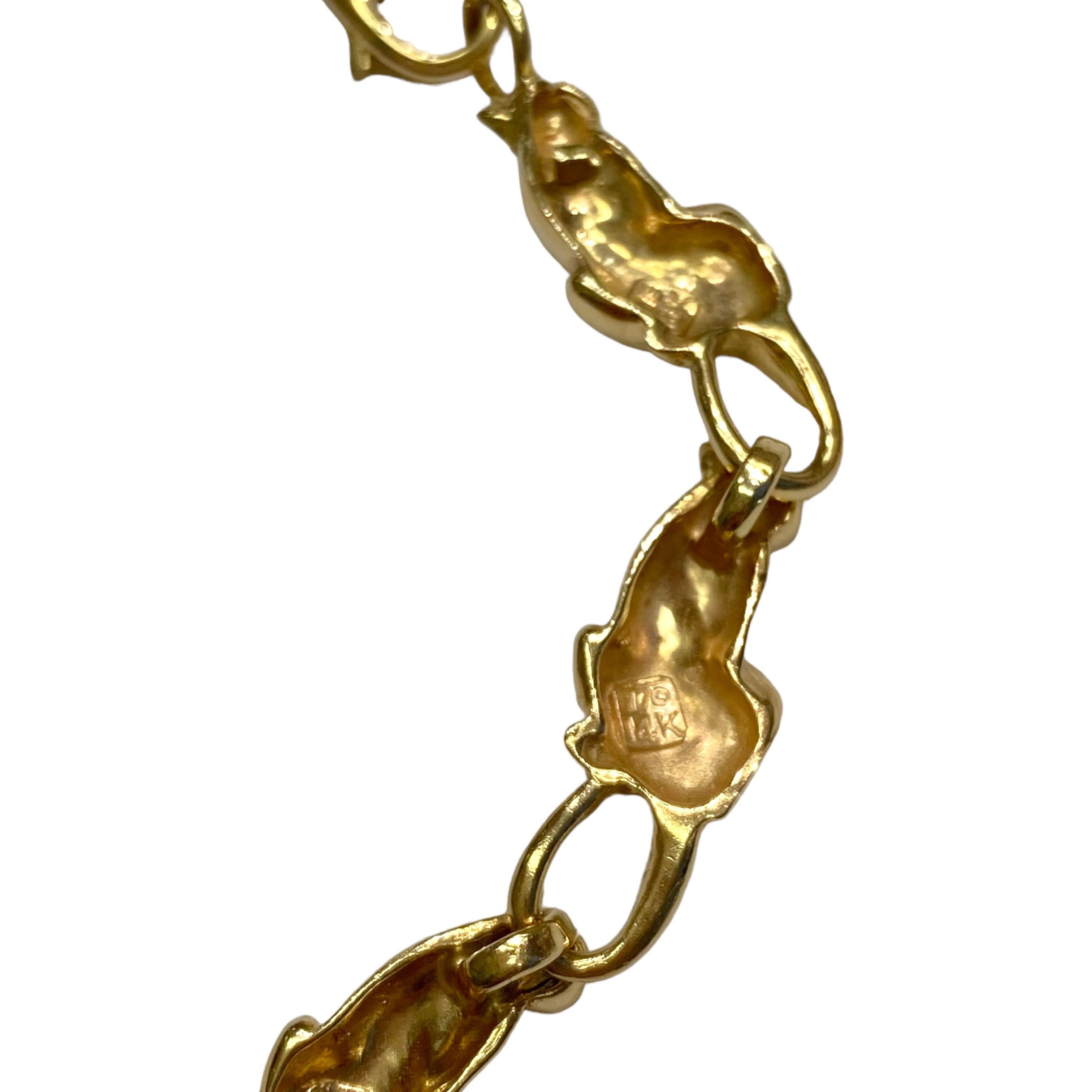 Vintage 14K Yellow Gold Cats Bracelet 2