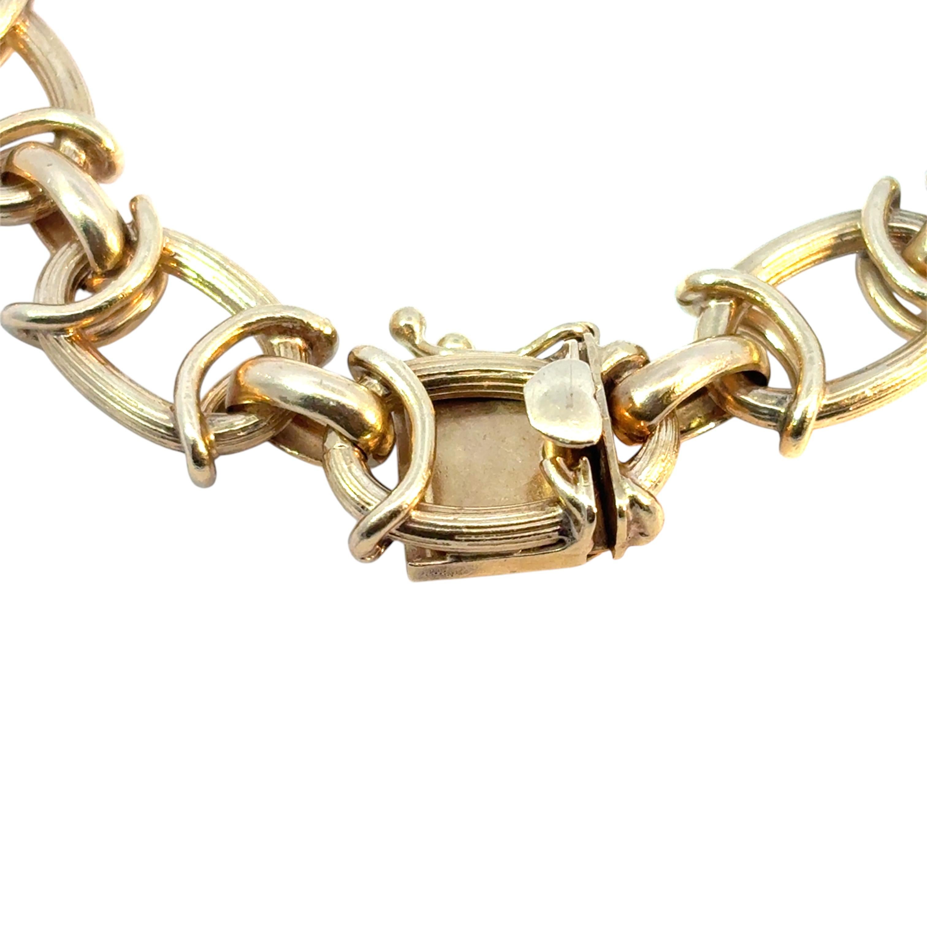 Modern Vintage 14k Yellow Gold Chain Link Bracelet For Sale