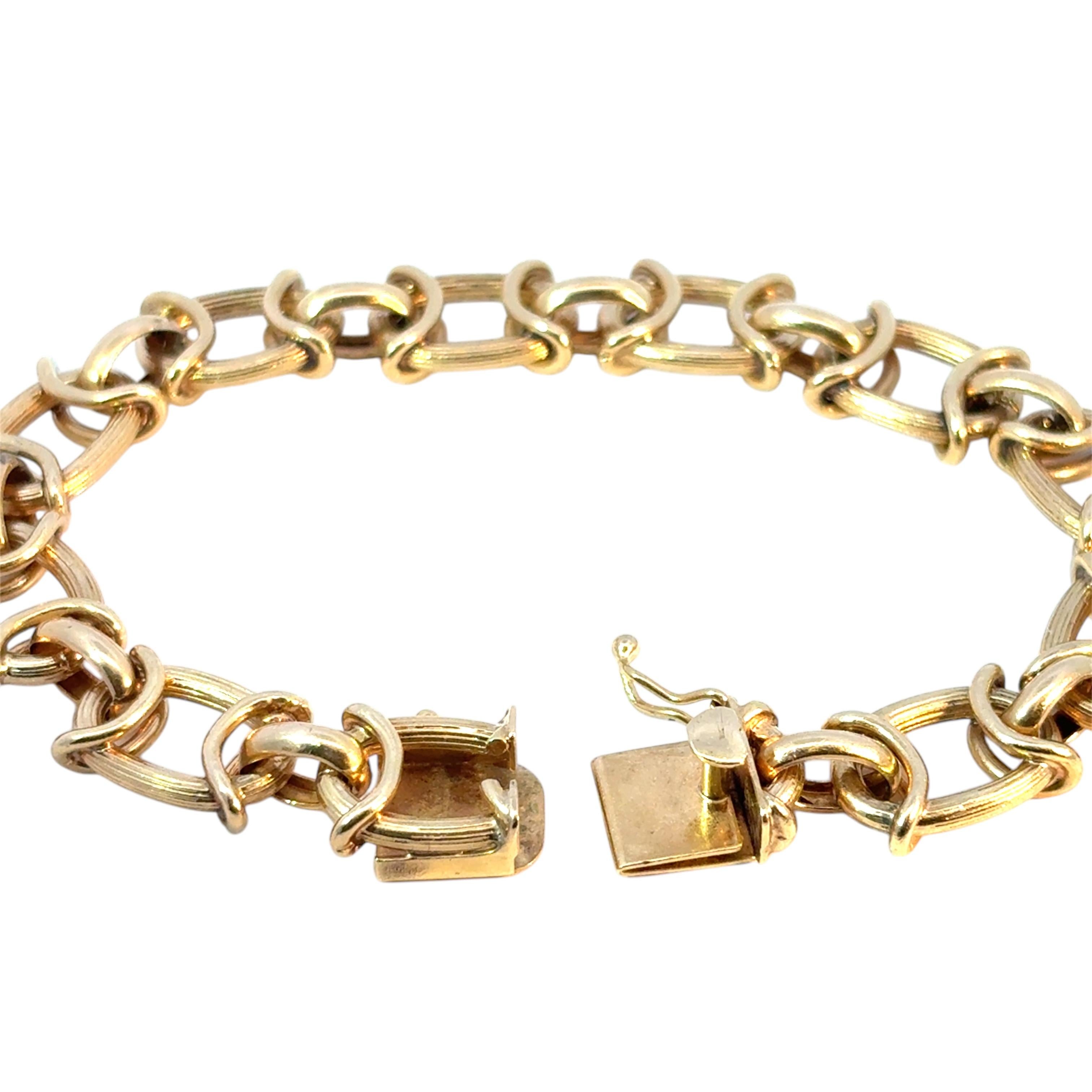 Vintage 14k Yellow Gold Chain Link Bracelet For Sale 1