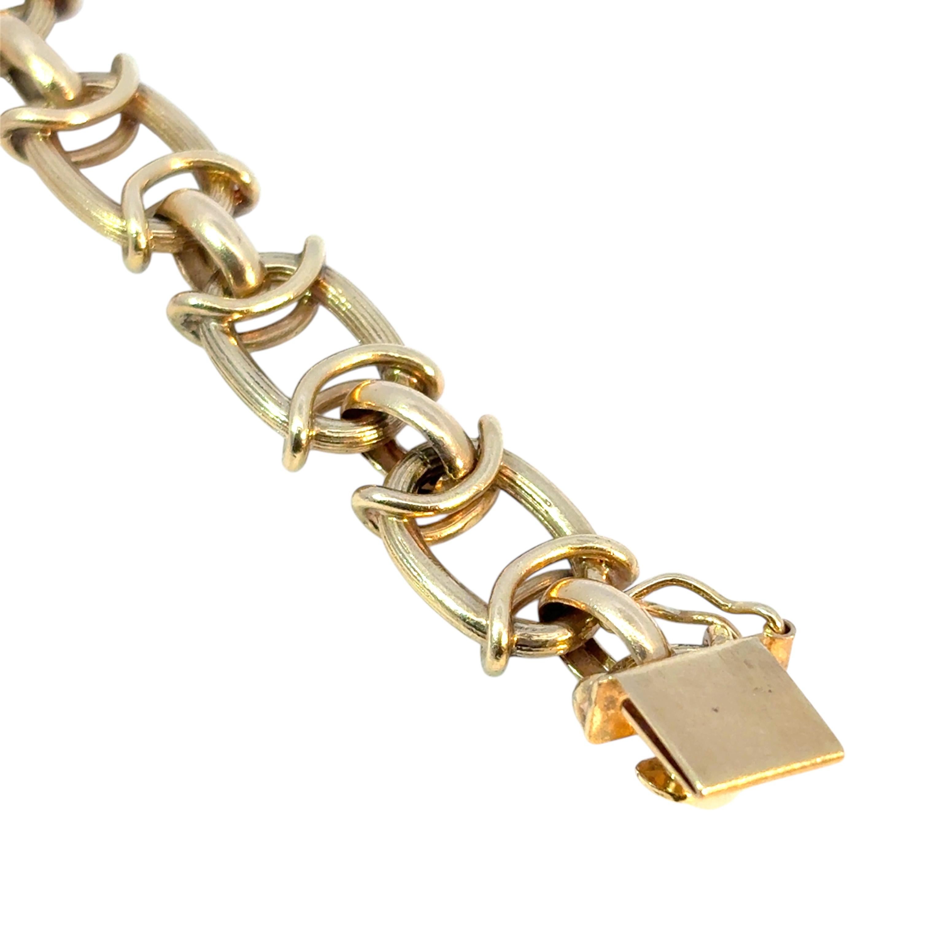 Vintage 14k Yellow Gold Chain Link Bracelet For Sale 3