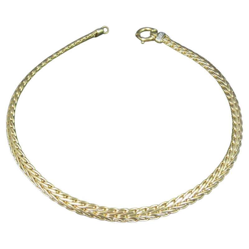 14K Vintage Diamond Station Chain Necklace Yellow Gold For Sale at ...