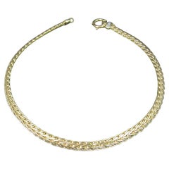 Vintage 14K Yellow Gold Diamond Wheat Chain Necklace