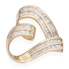 Vintage 14k Yellow Gold Channel Set Baguette Diamond Heart Pendant