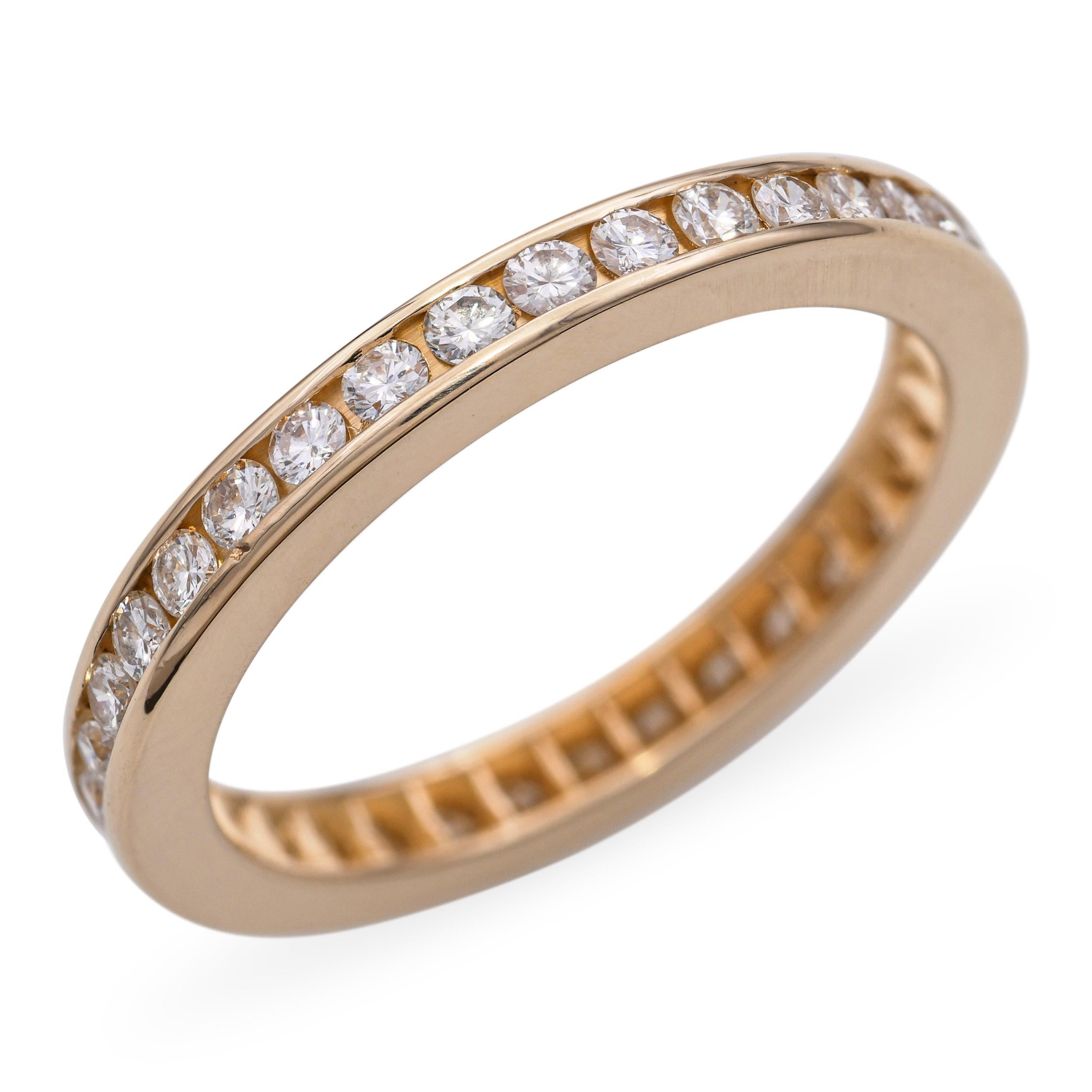De las mujeres Anillo de eternidad de diamantes engastados en canal de oro amarillo de 14k vintage en venta