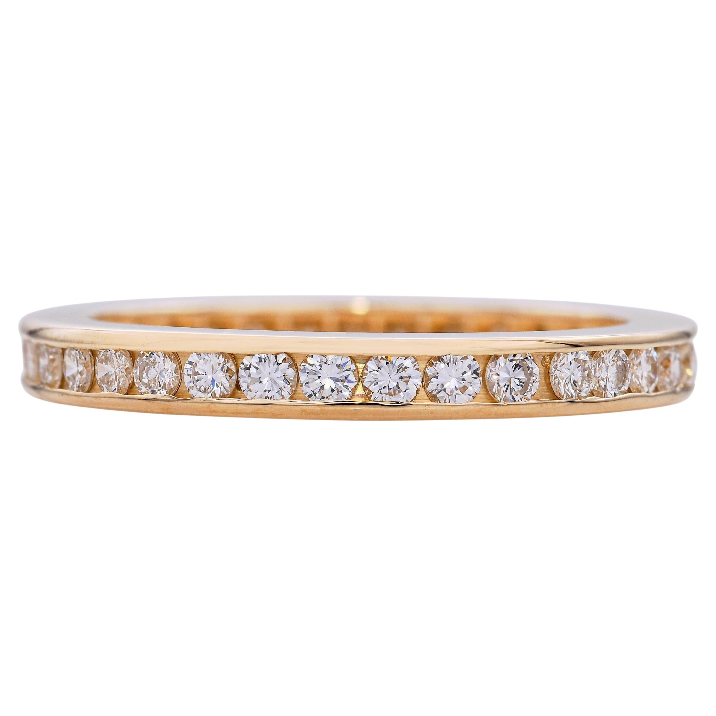 Vintage 14k Gelbgold Kanal Set Diamant Eternity Band