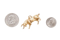 Vintage 14K Yellow Gold Charging 3D Bull Charm