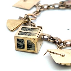 Vintage 14K Yellow Gold Charm Bracelet 7x0.85x0.41 Inch 24.6 Grams