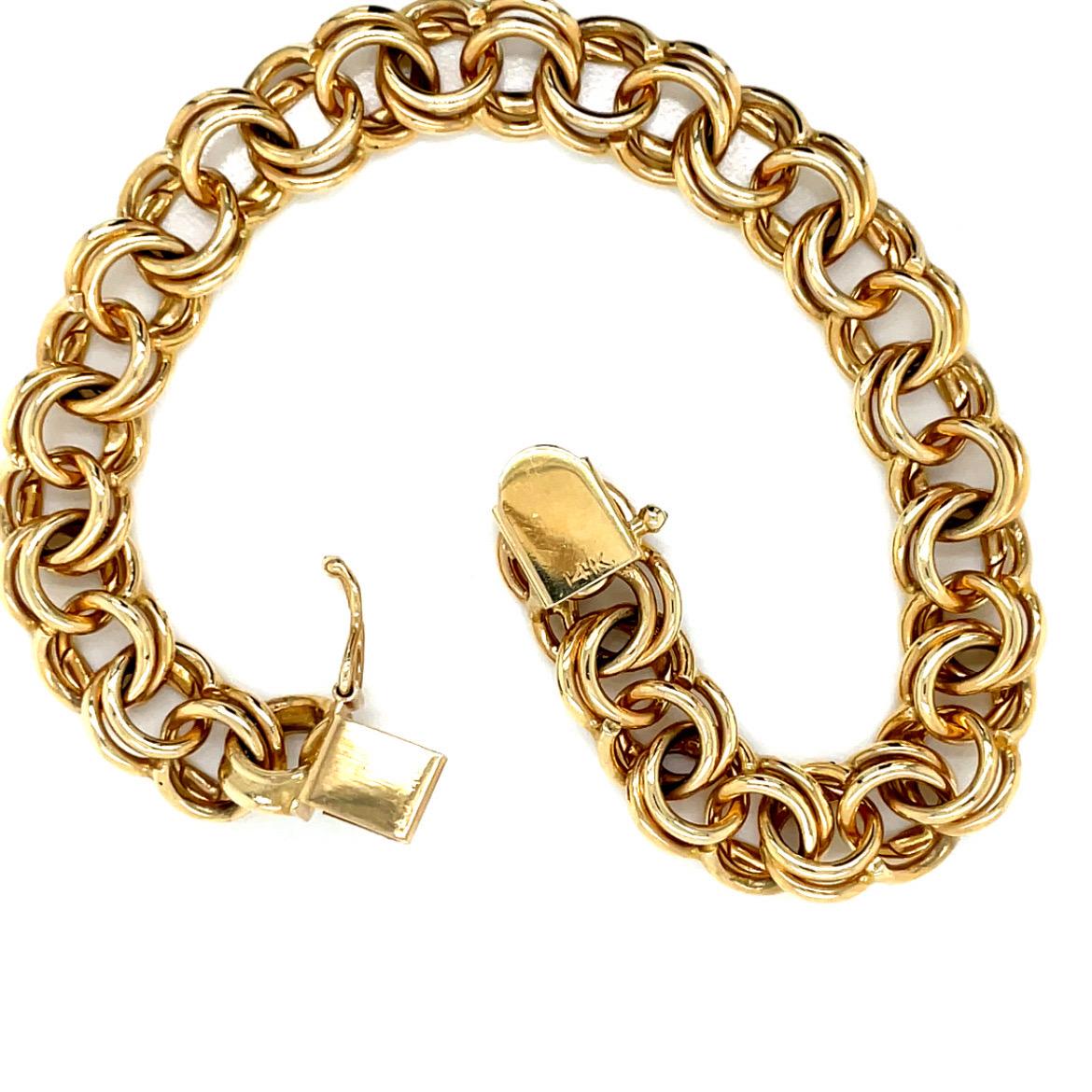 Vintage 14K Yellow Gold Charm Bracelet In Excellent Condition In Boston, MA