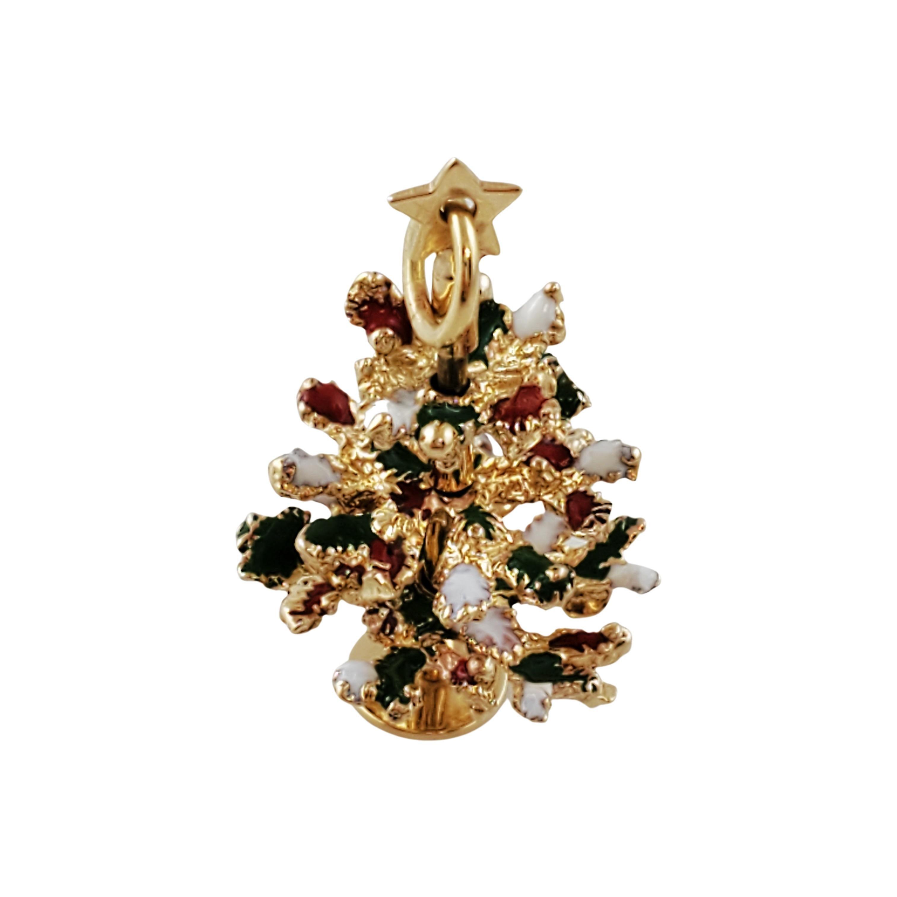 Vintage 14K Yellow Gold Christmas Tree Charm Pendant 1