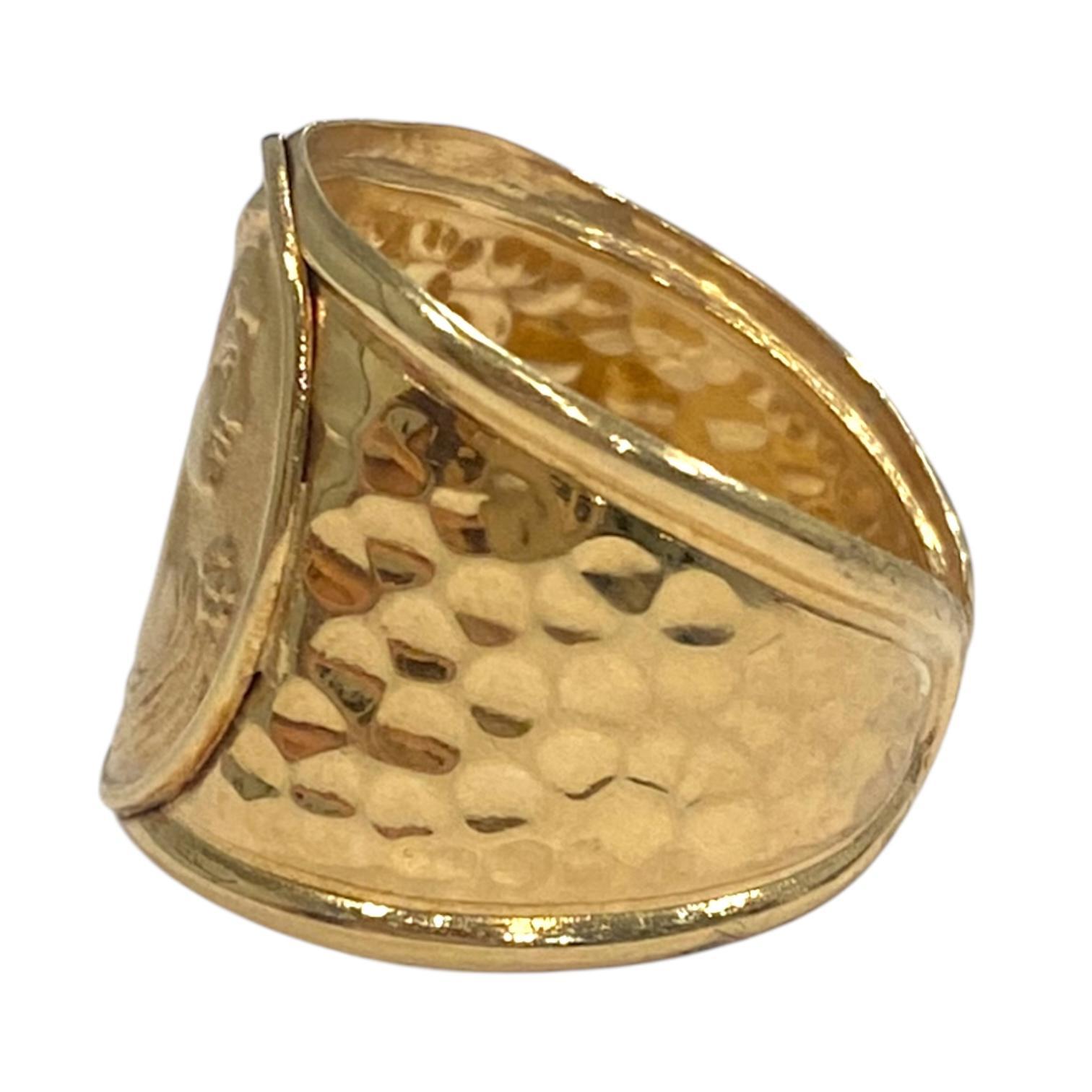 Art Nouveau Anello a fascia con sigaro in oro giallo 14K vintage in vendita