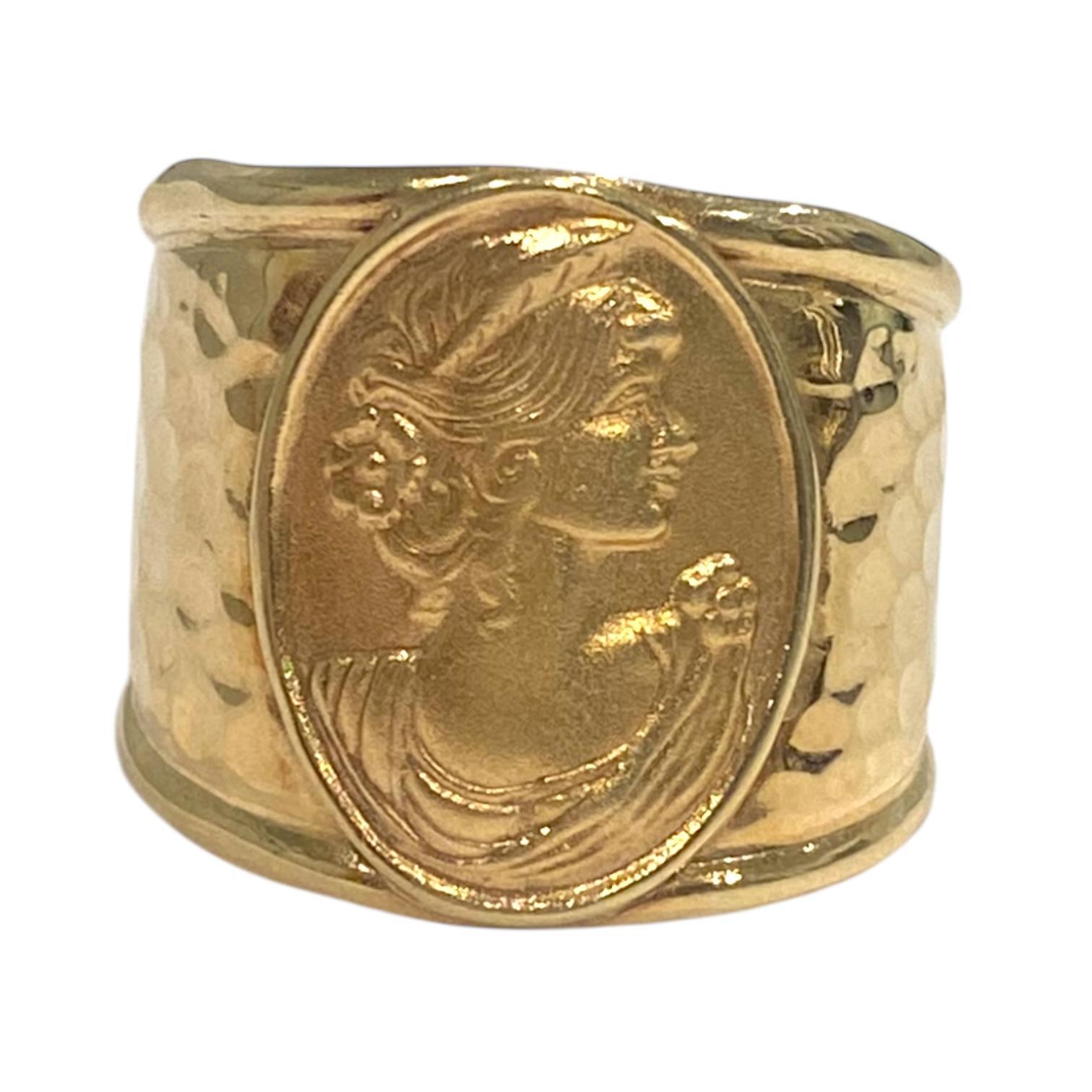 Anello a fascia con sigaro in oro giallo 14K vintage