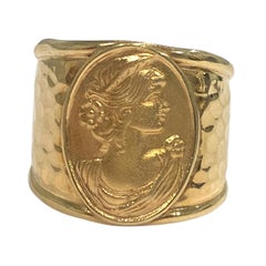 Anello a fascia con sigaro in oro giallo 14K vintage