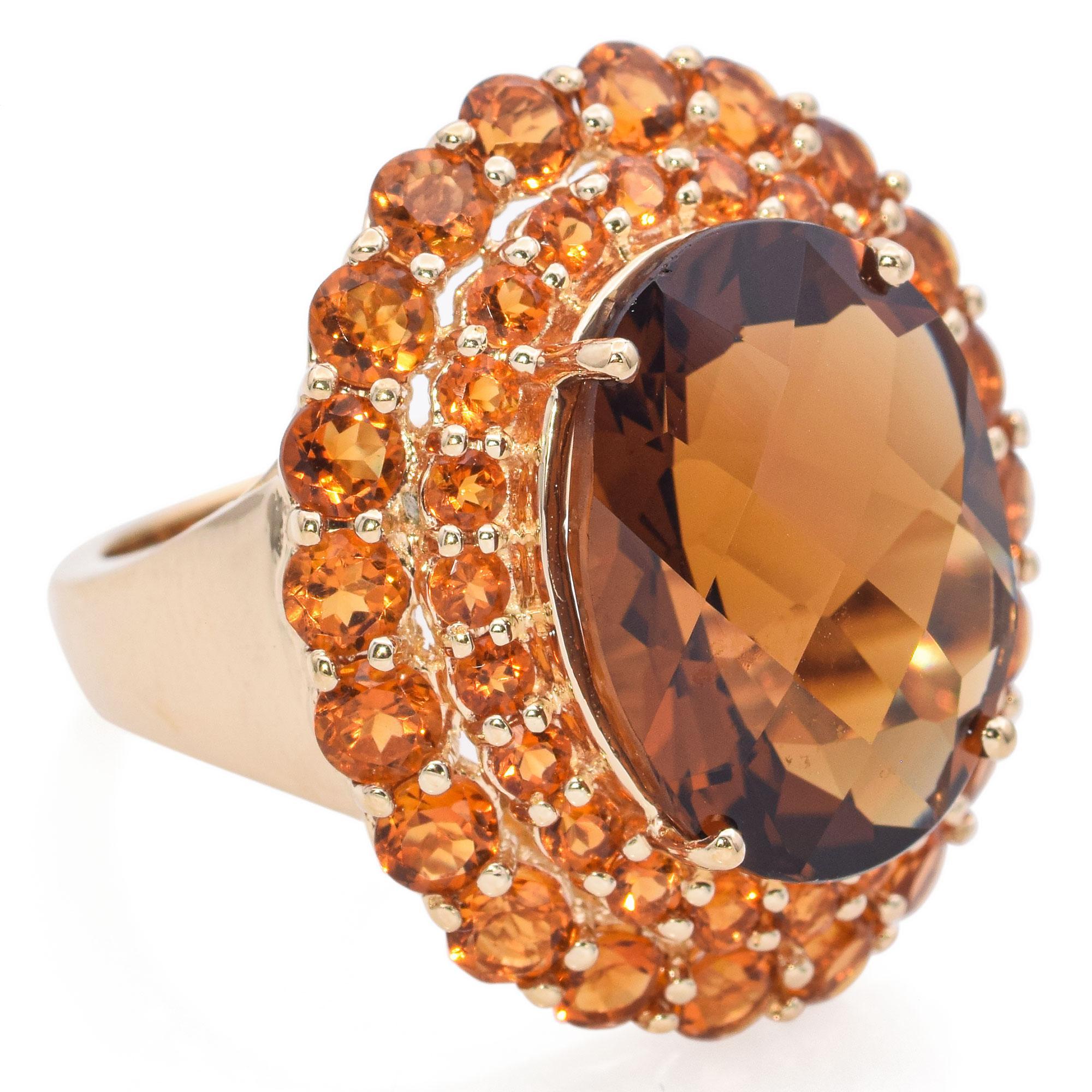 Bague cocktail vintage en or jaune 14 carats avec citrine en vente 1