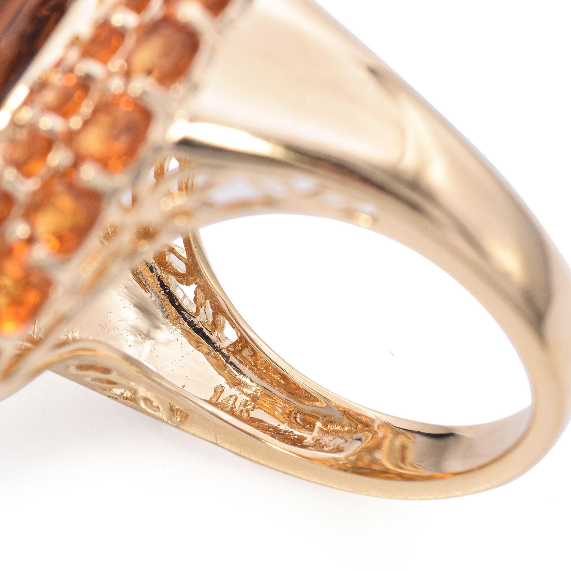 Bague cocktail vintage en or jaune 14 carats avec citrine en vente 2