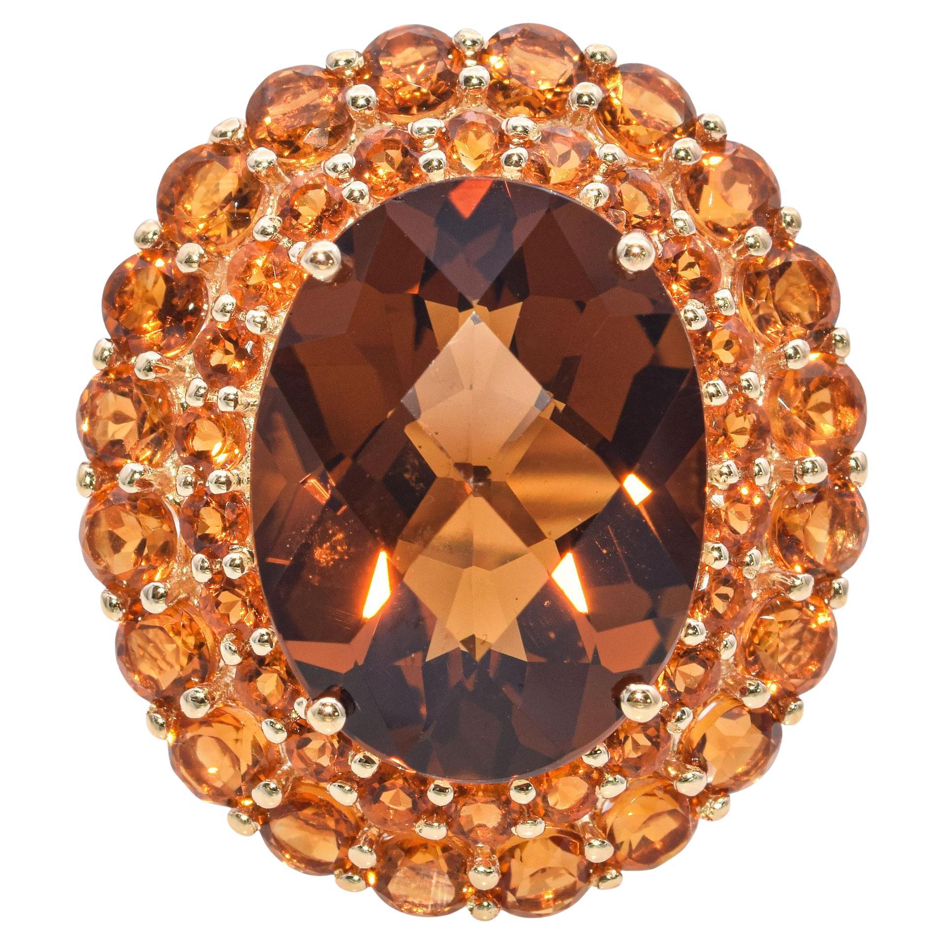 Cocktail-Ring aus 14 Karat Gelbgold mit Citrin