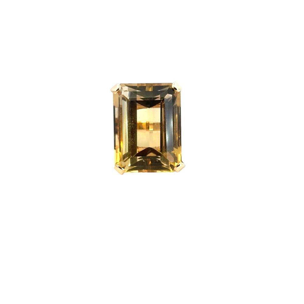Modern Vintage 14k Yellow Gold Citrine Gemstone Ring For Sale