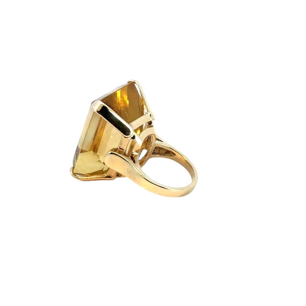 Uncut Vintage 14k Yellow Gold Citrine Gemstone Ring For Sale