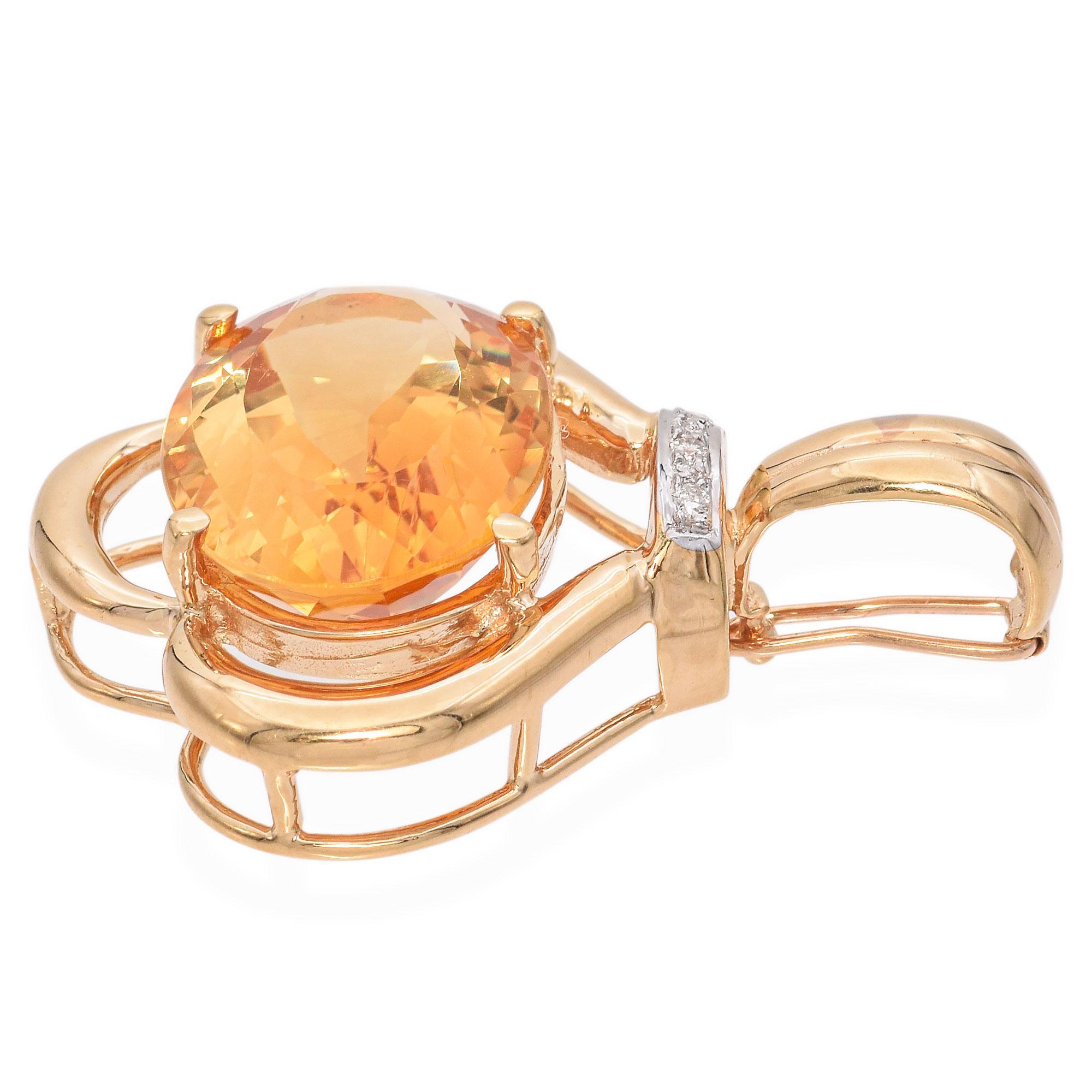 Pendentif vintage en or jaune 14 carats avec citrine Pour femmes en vente