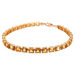 Vintage, 14k Yellow Gold, Bright Yellow Citrine Tennis Bracelet