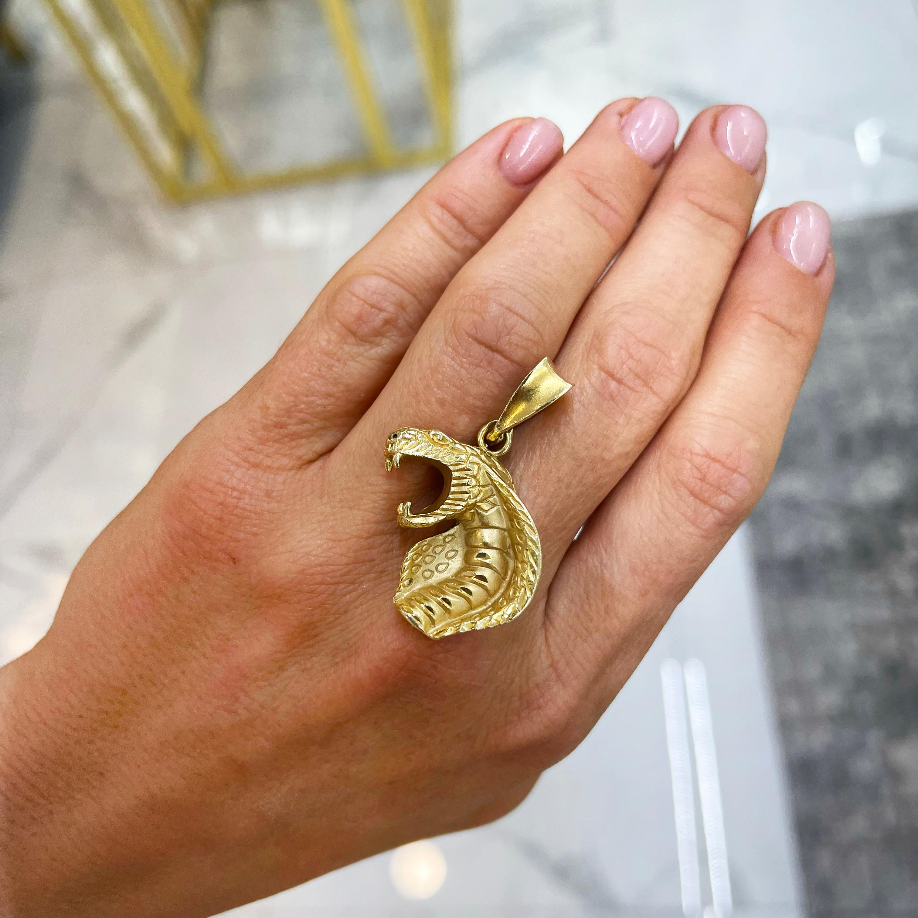 Vintage 14K Gelbgold Cobra Schlange Anhänger Damen