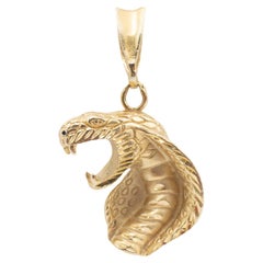 Vintage 14K Gelbgold Cobra Schlange Anhänger