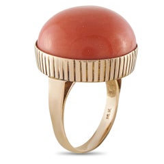 Vintage 14K Yellow Gold Coral Dome Cocktail Ring MF07-062626