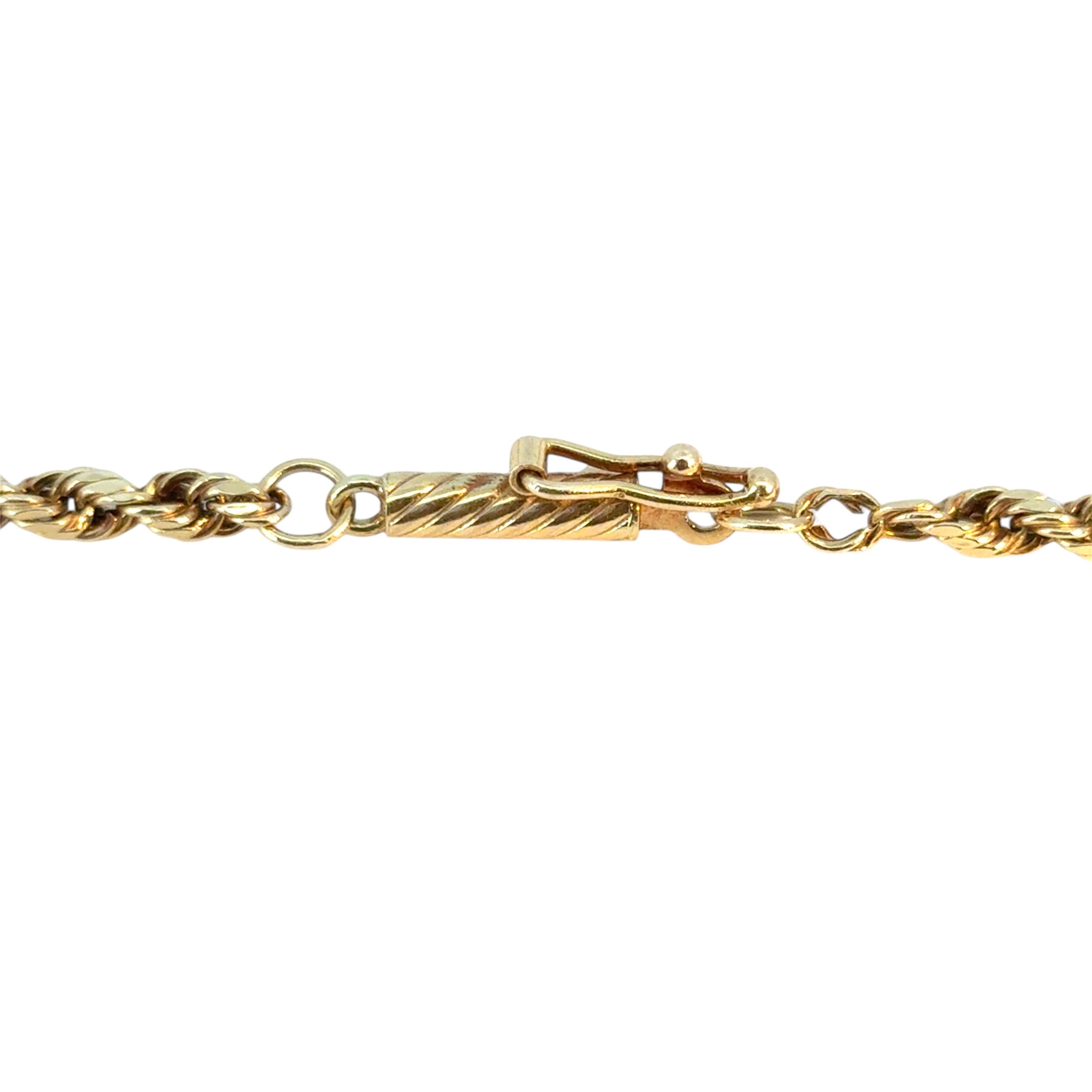 Vintage 14k Yellow Gold Cross Jesus Pendentif on a 14k Yellow Gold Rope Necklace en vente 10