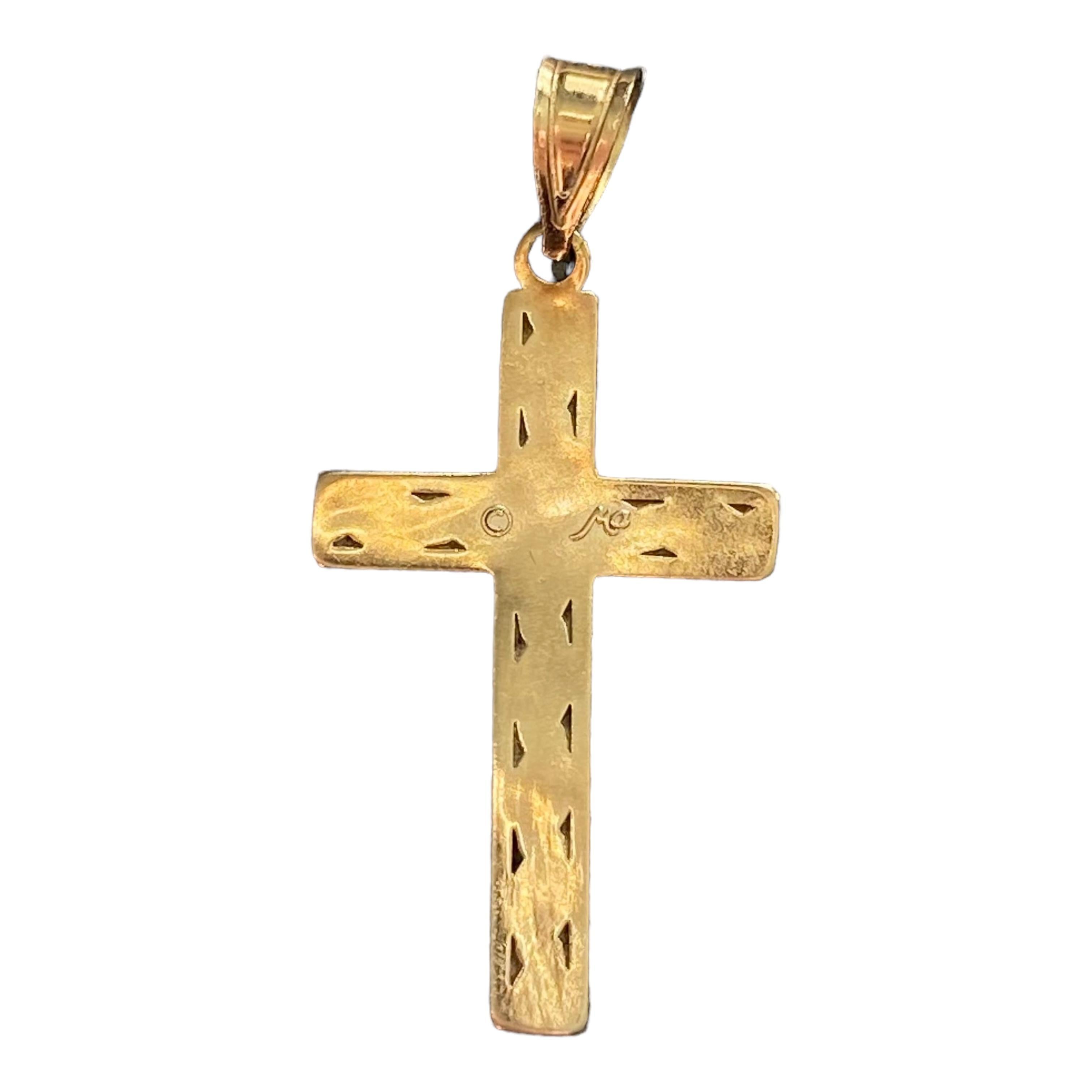 Contemporary Vintage 14K Yellow Gold Cross Pendant