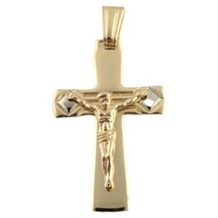 Pendentif Crucifix vintage en or jaune 14 carats